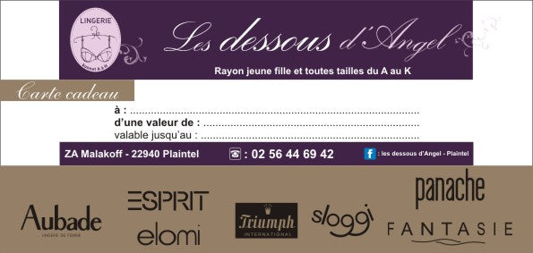 Carte cadeaux Les dessous d'Angel