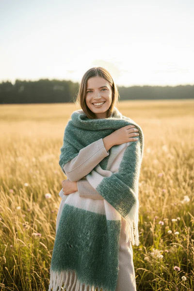 Écharpe à rayures verte