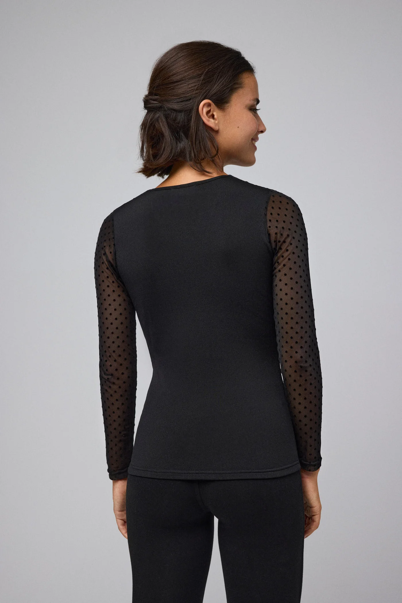 T-shirt thermique à manches longues avec détail en tulle