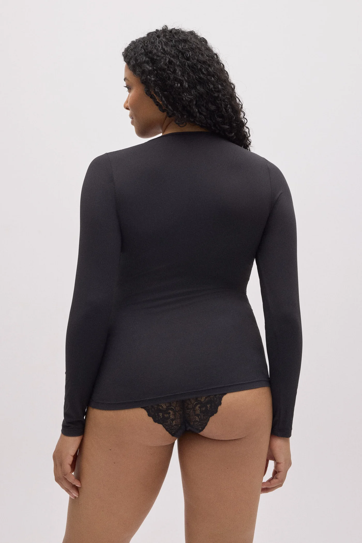 T-shirt extensible à manches longues avec dentelle