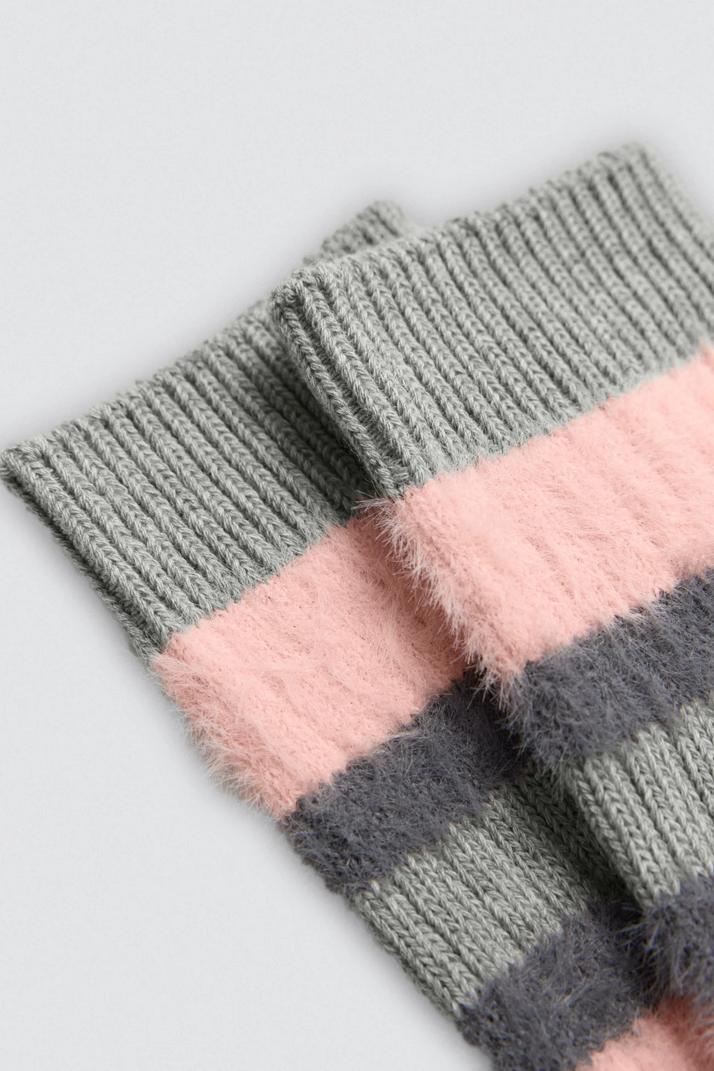 Paire de chaussette rayé rose pâle